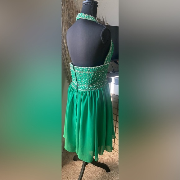 JJs House Green Sequin Backless Halter Prom, Homecoming, & Wedding Formal Dress - Picture 7 of 8
